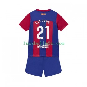 Fußballtrikots FC Barcelona Frenkie de Jong 21 Kinder Heim Trikotsatz 2023-2024